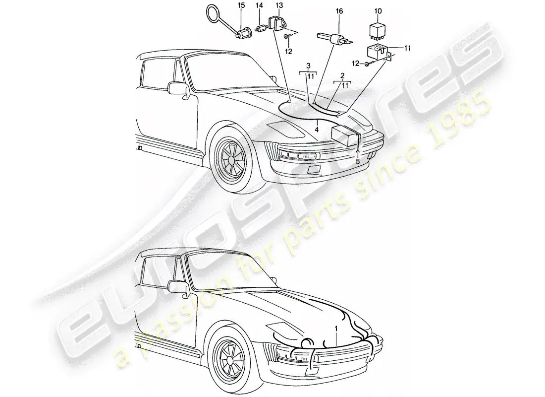 porsche 1987 (911) special model - flatnose design - wiring harnesses - relay parts diagram