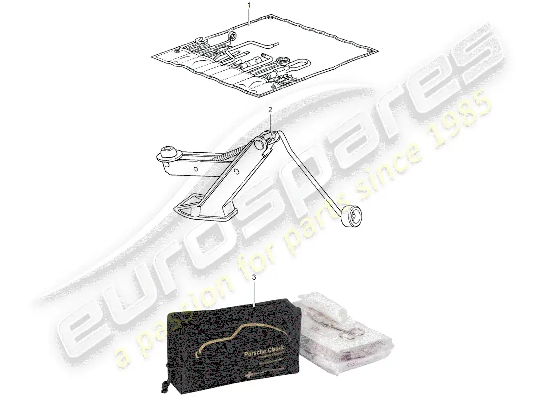 porsche 1994 (993) tool - jack parts diagram