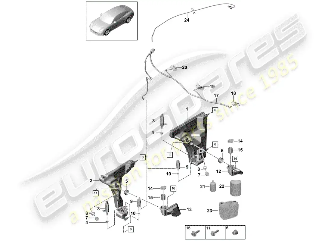 porsche 2019 (panamera 971-1) windshield washer unit parts diagram