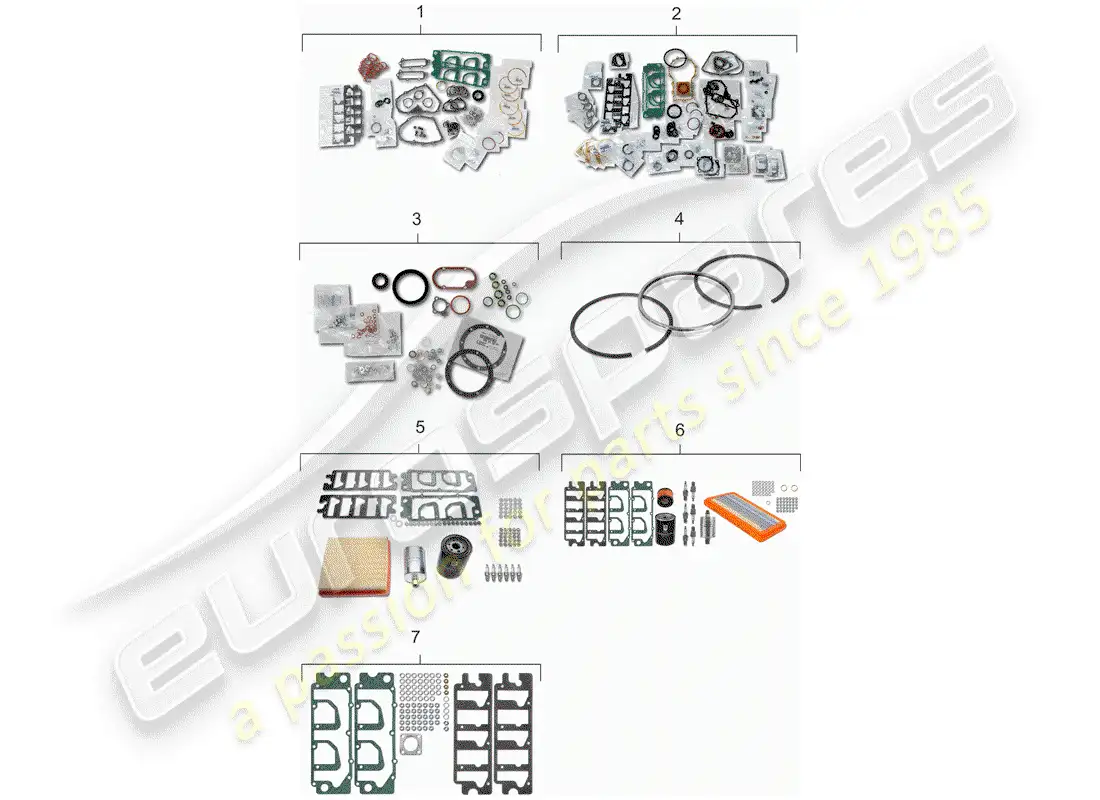 porsche 1985 (911) gasket set - repair kit - maintenance set parts diagram