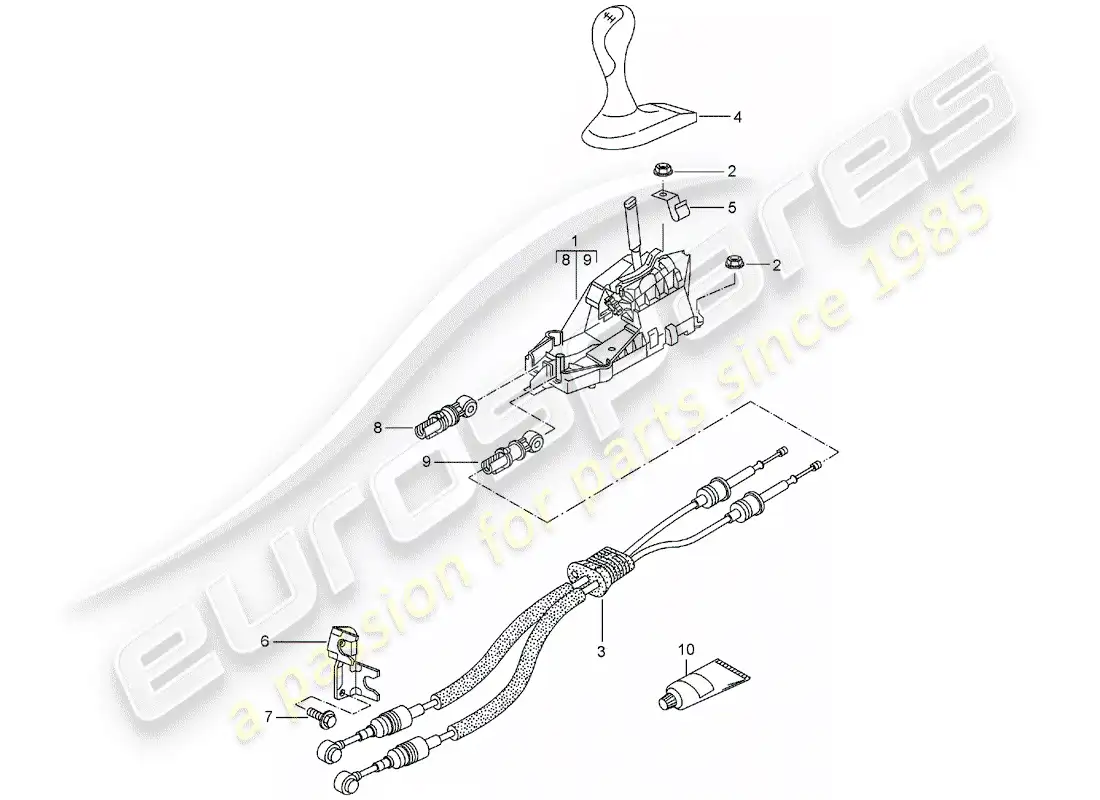 porsche 2002 (996) shift mechanism - manual gearbox parts diagram