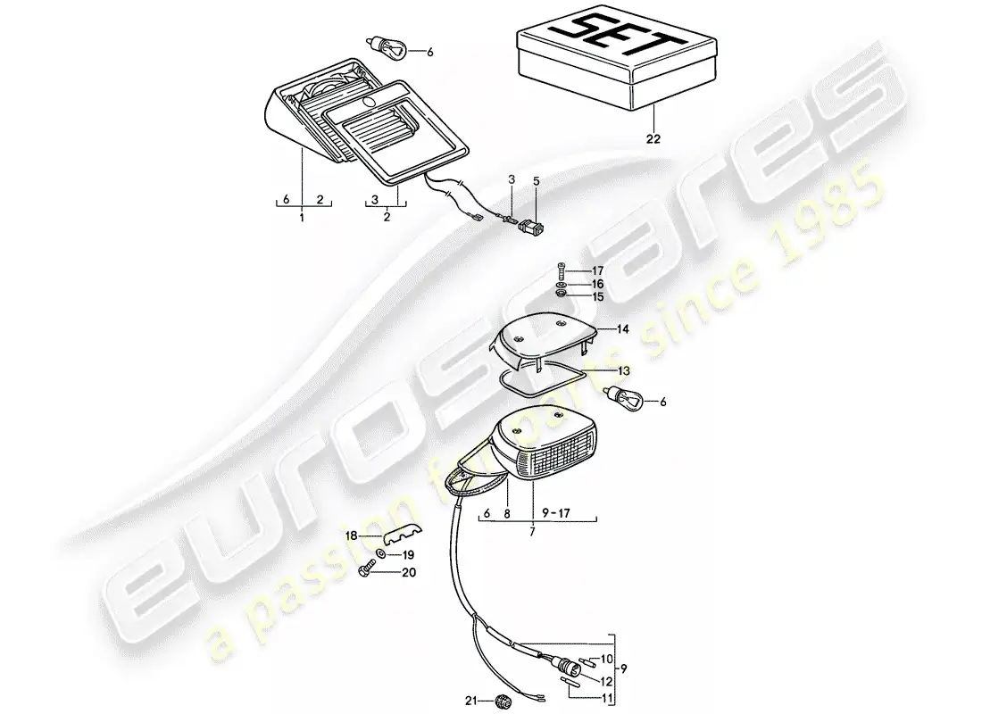 porsche 1987 (911) additional brake light parts diagram