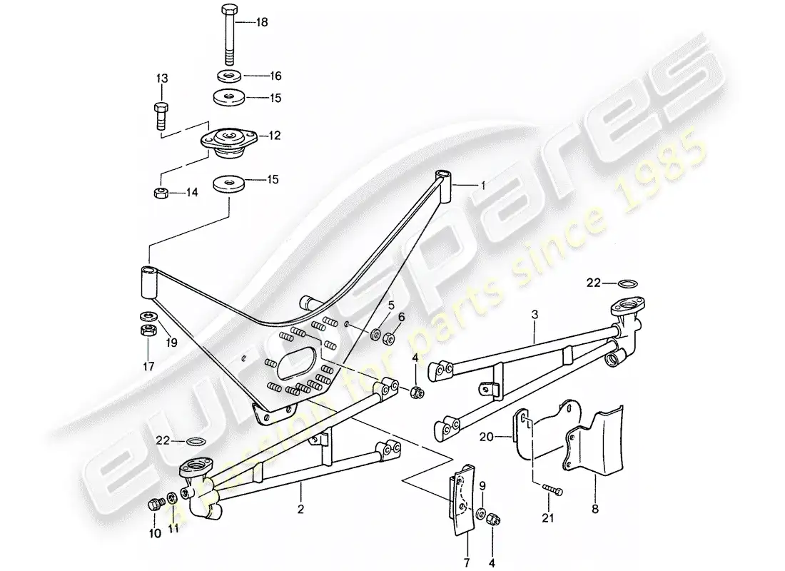 porsche 1987 (959) engine suspension - bracket - exhaust gas turbocharger parts diagram