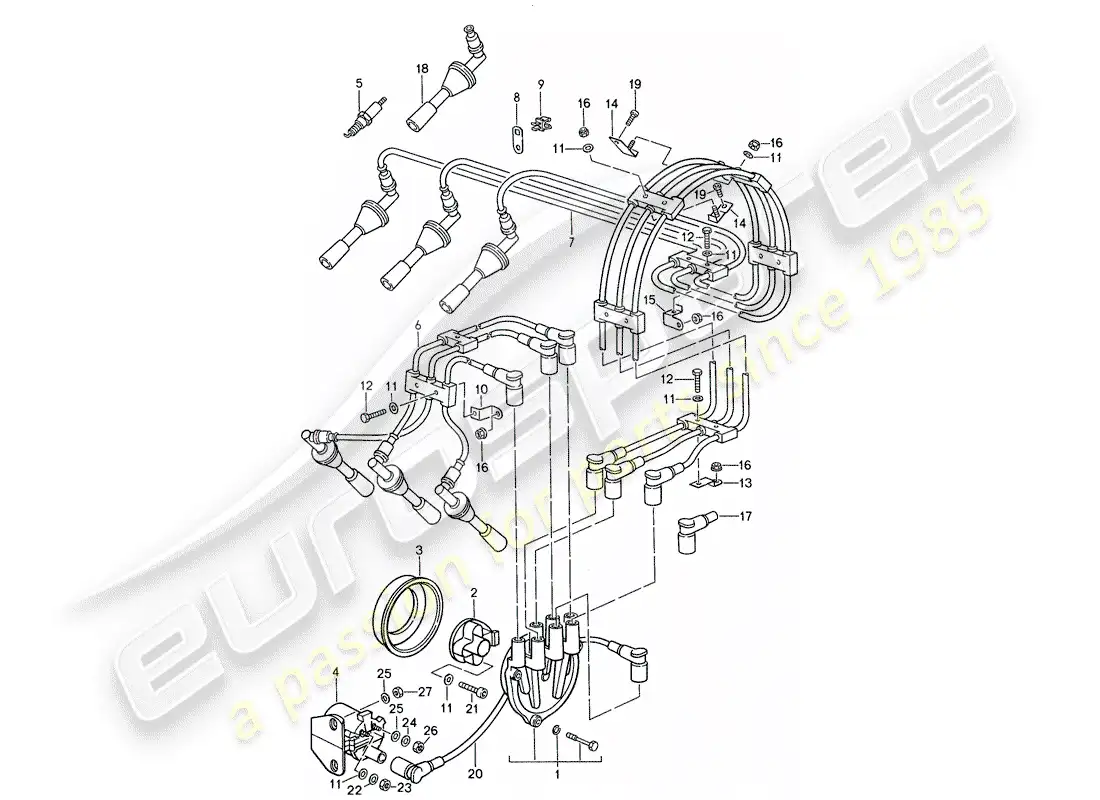 porsche 1987 (959) engine electrics 1 parts diagram