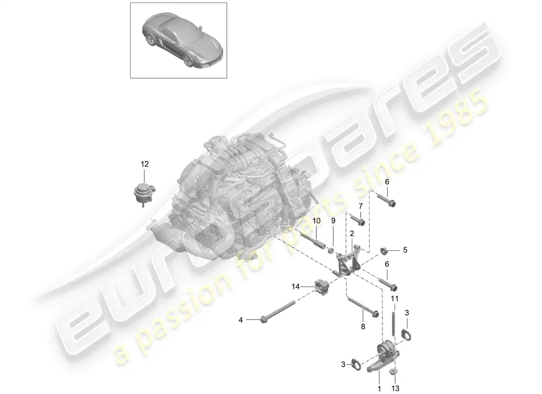 porsche 2014 (981 boxster) engine suspension parts diagram