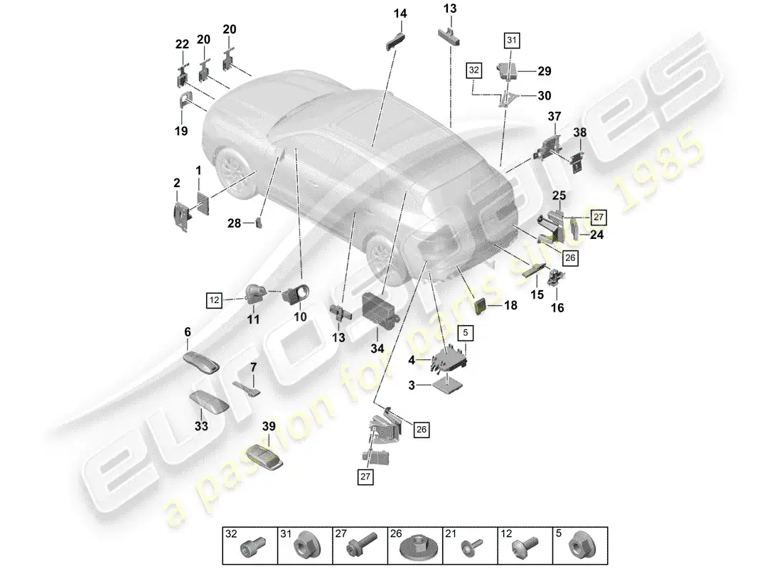 porsche 2020 (cayenne e3 9ya/9yb) control units part diagram