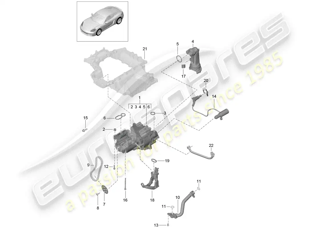 porsche 2019 (718 cayman) engine (oil press./lubrica.) parts diagram