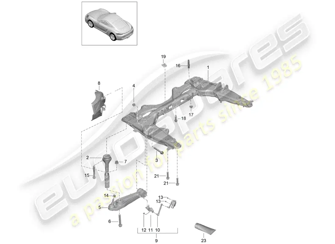 porsche 2019 (718 cayman) cross member part diagram
