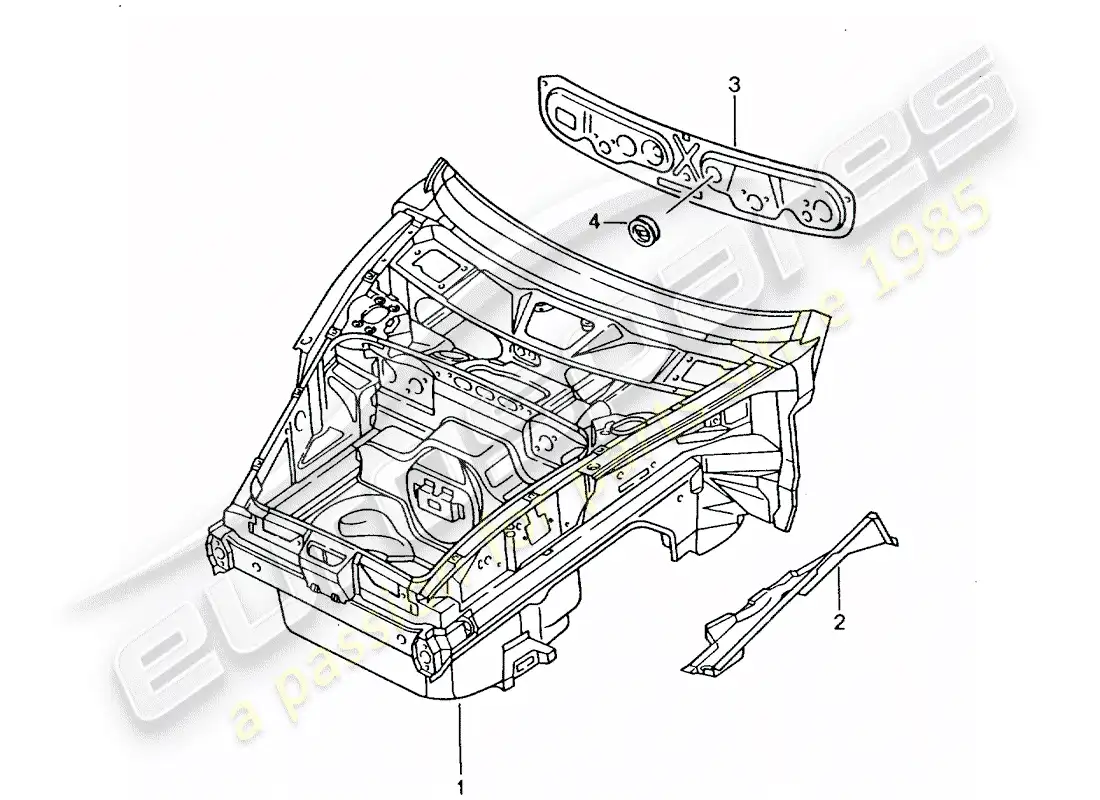 porsche 2003 (996) front end parts diagram