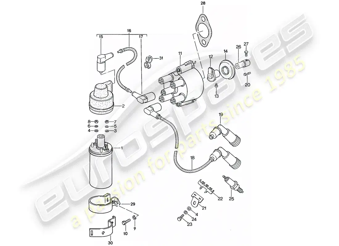 porsche 1982 (944) engine electrics 1 parts diagram