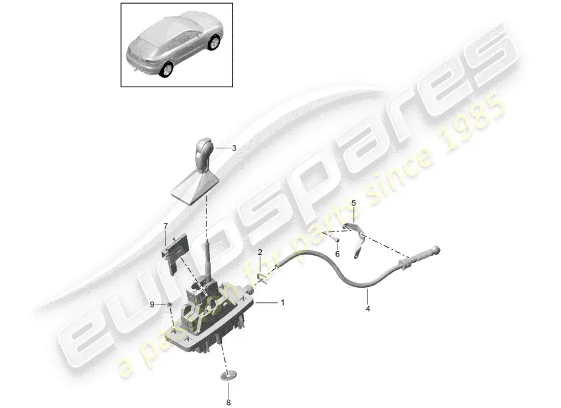 porsche 2016 (macan) selector lever parts diagram