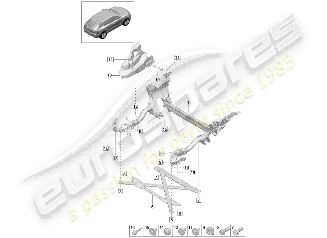 porsche 2019 (macan) sub frame parts diagram