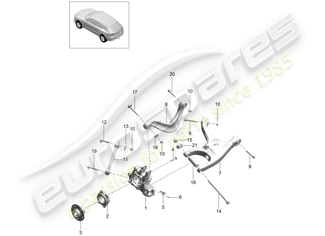 porsche 2016 (macan) rear axle parts diagram