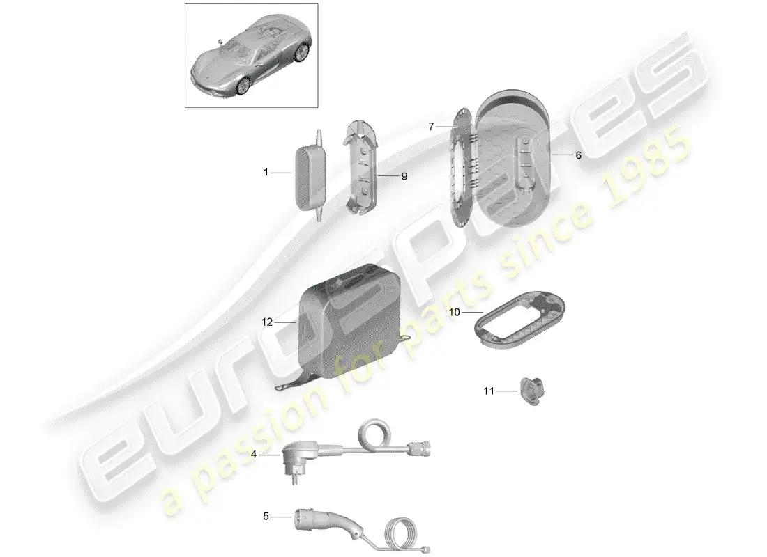 porsche 2015 (918 spyder) ac charging station parts diagram