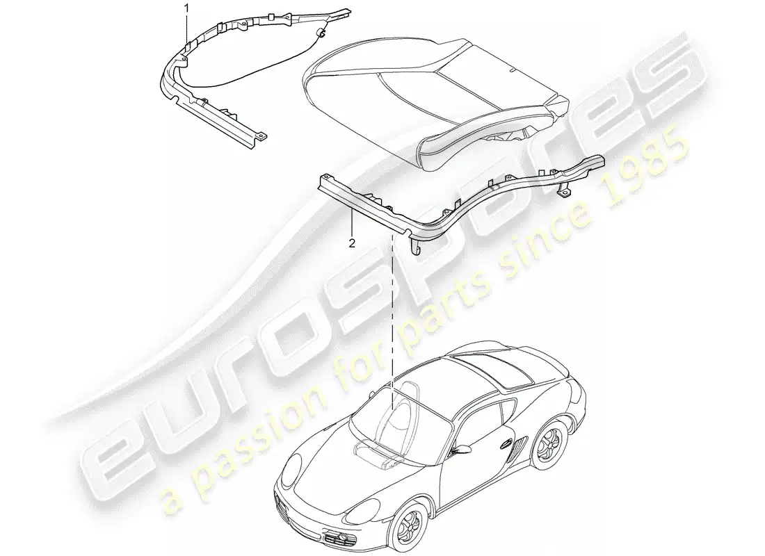 porsche 2006 (987 cayman) cushion carrier parts diagram