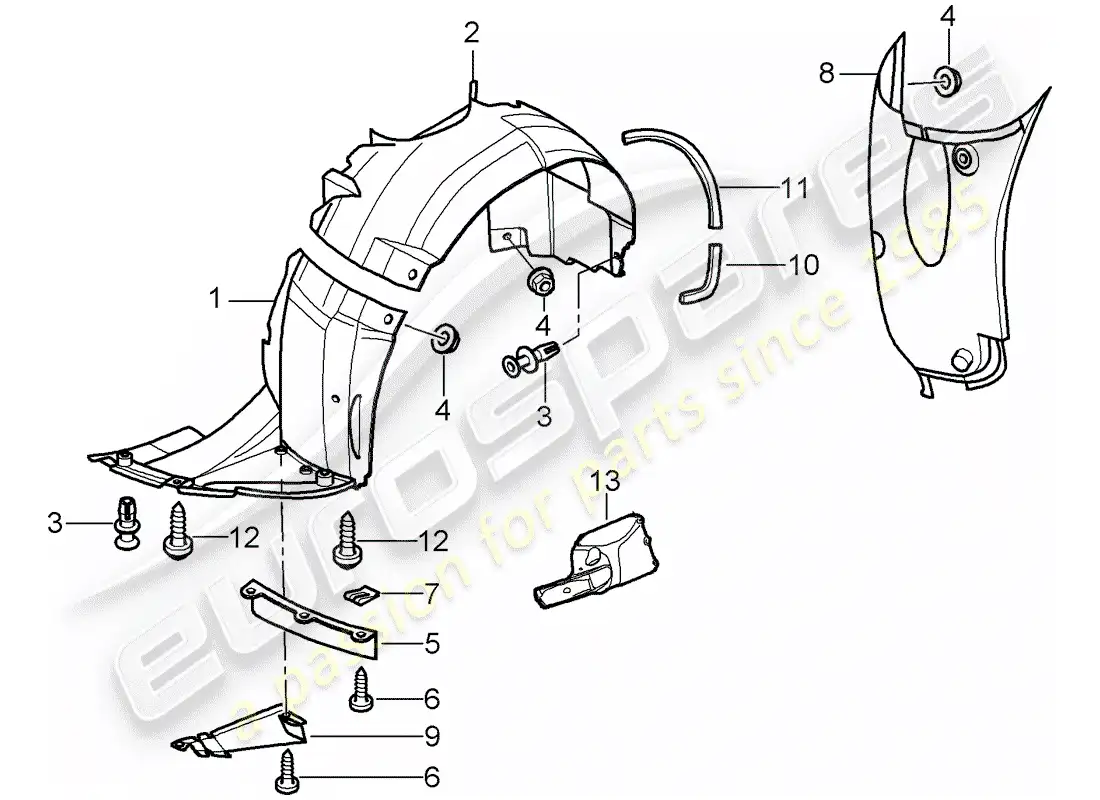 porsche 2004 (996 gt3) trims - for - wheel housing parts diagram