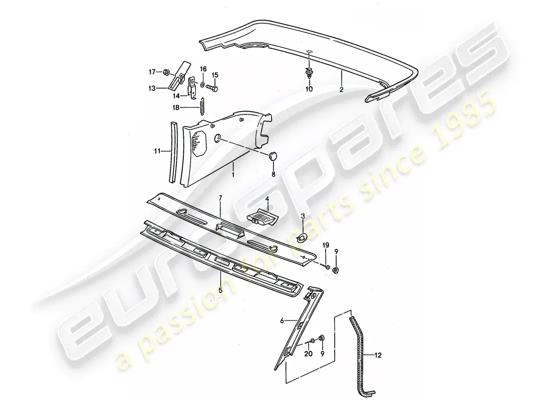 porsche 1994 (968) trims parts diagram