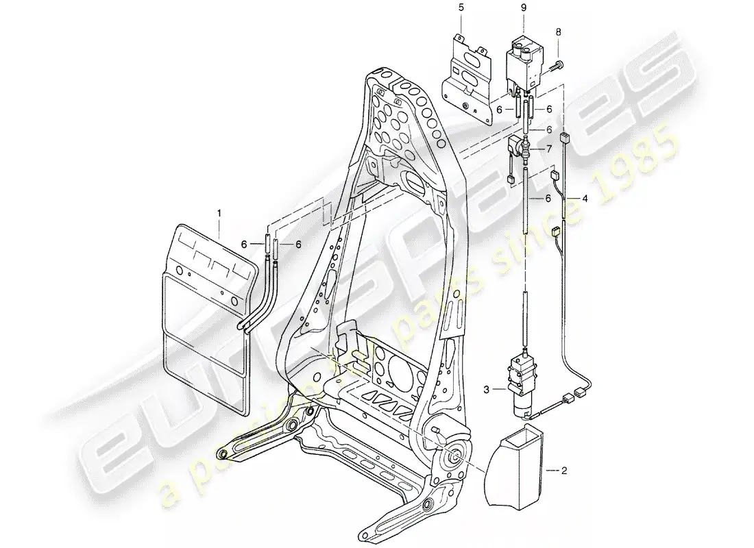 porsche 1998 (996) lumbar support parts diagram