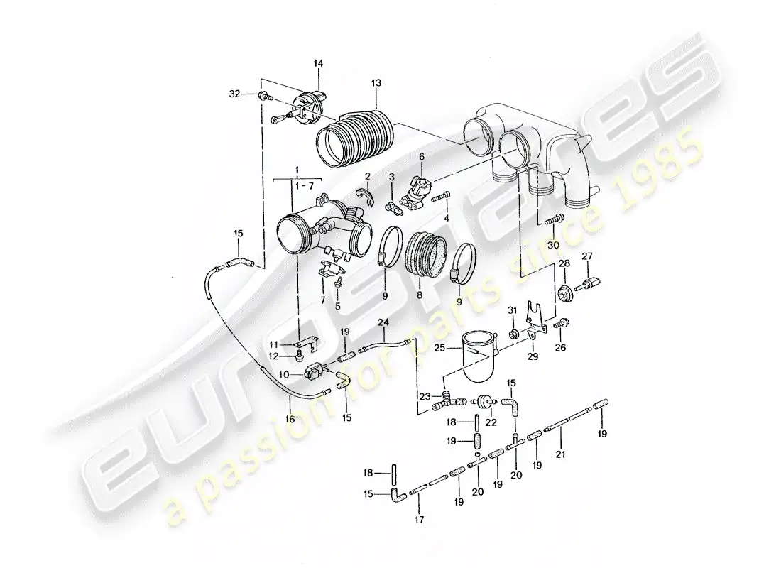 porsche 2005 (996 gt3) throttle body parts diagram