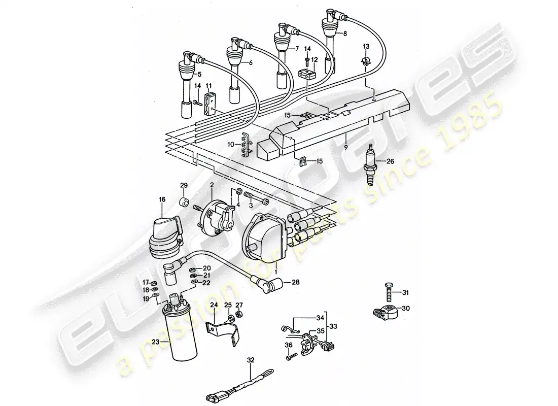 porsche 1995 (968) engine electrics 1 parts diagram