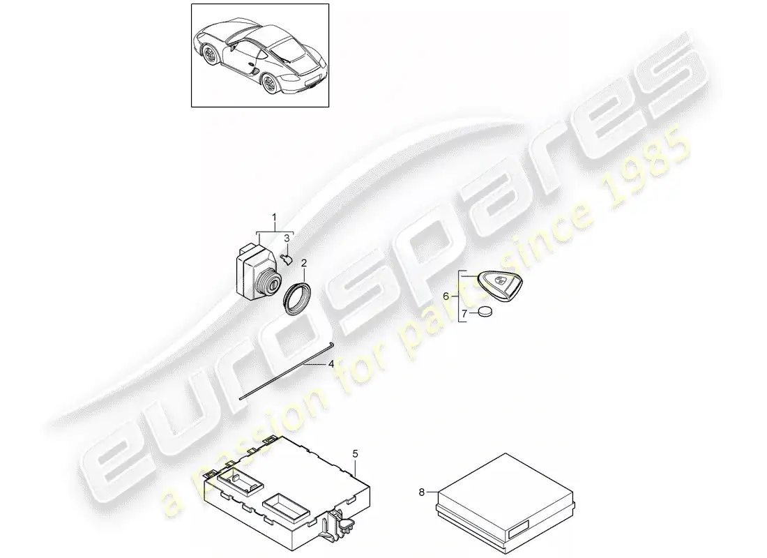 porsche 2012 (987 cayman) control units parts diagram