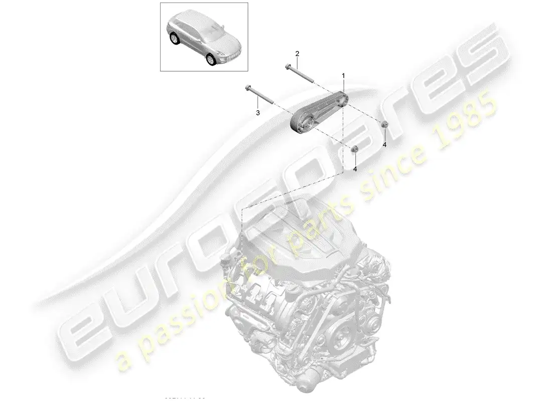 porsche 2016 (macan) engine lifting tackle parts diagram