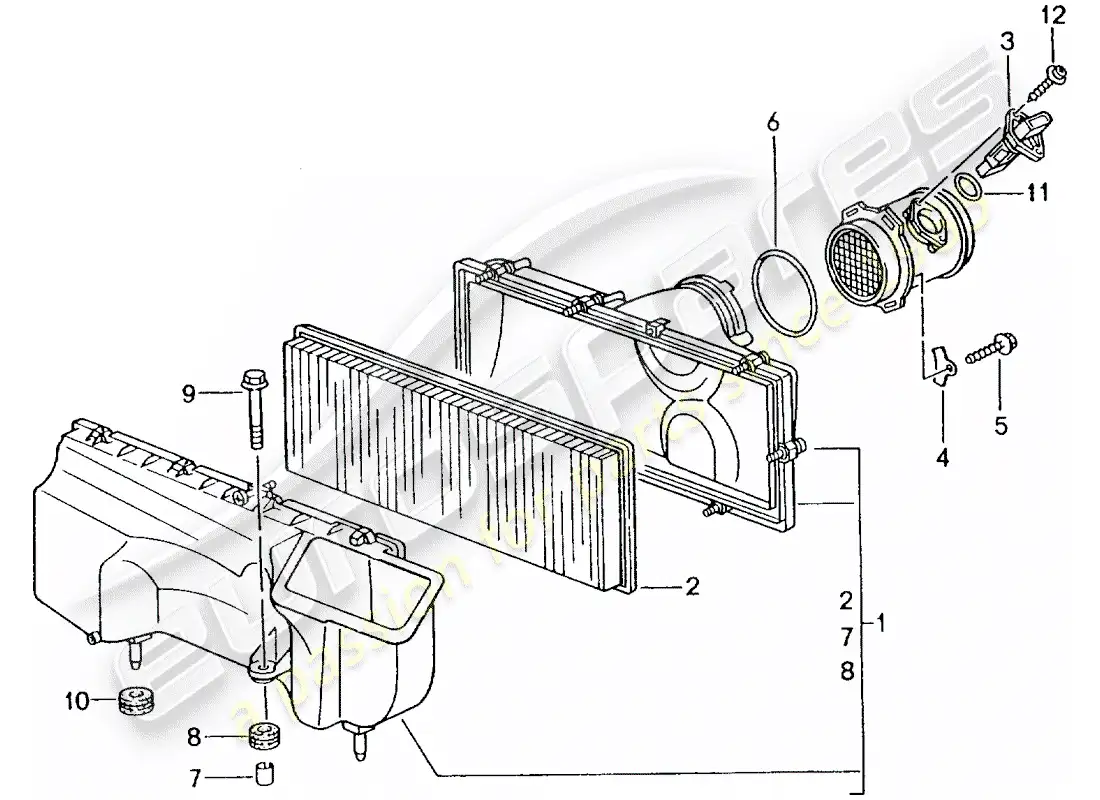 porsche 2005 (996 gt3) air cleaner parts diagram