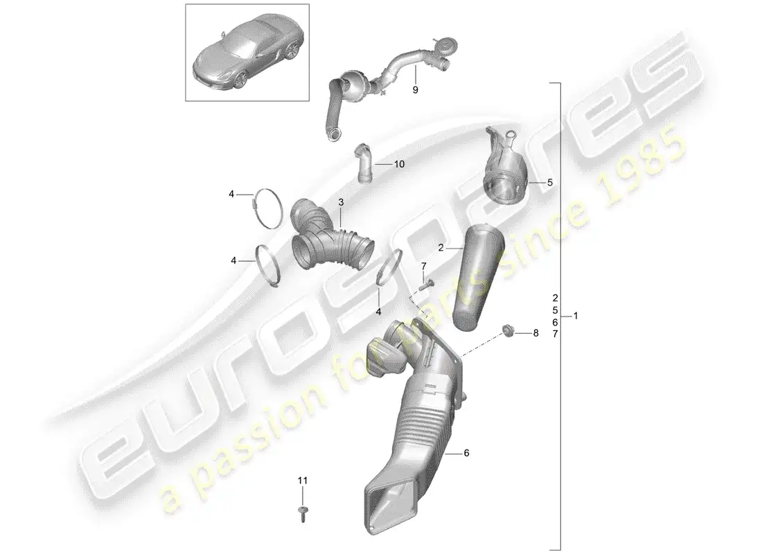 porsche 2013 (981 boxster) air cleaner parts diagram