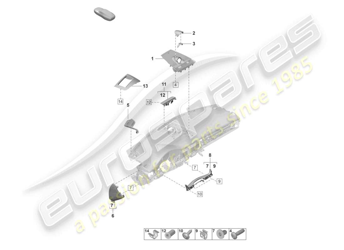 porsche 2024 (panamera 971-2) accessories upper dashboard part diagram