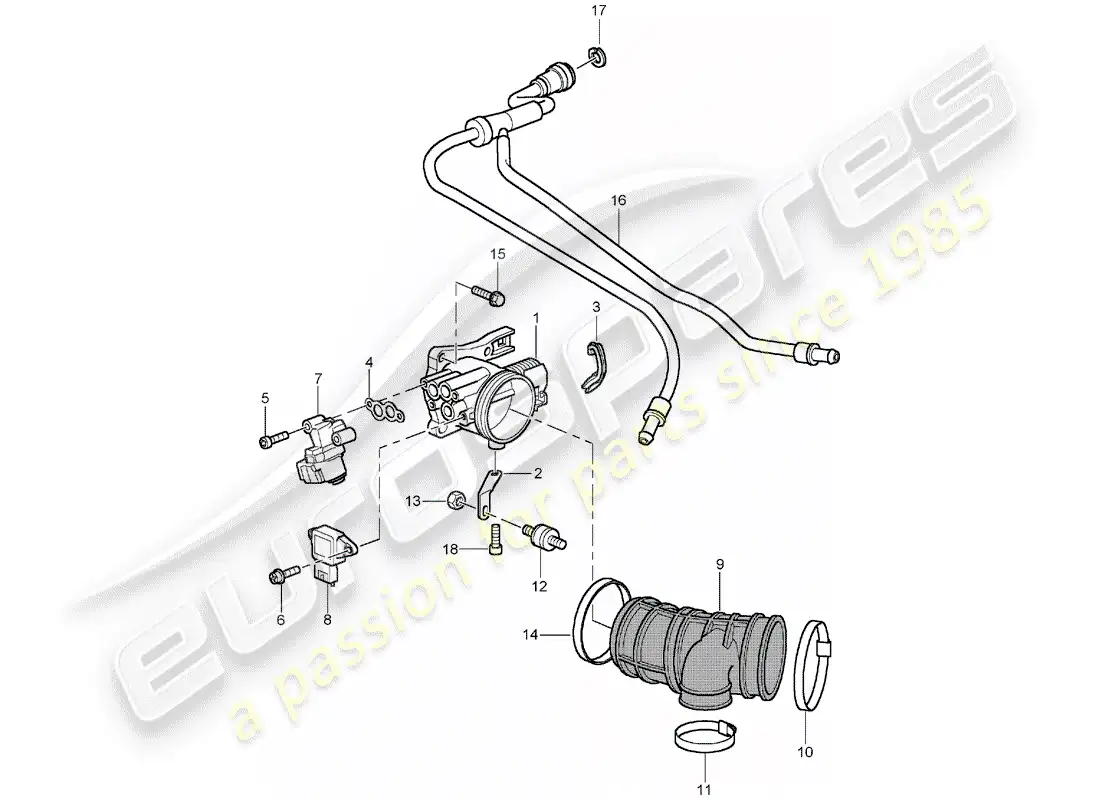 porsche 2001 (996) throttle body parts diagram