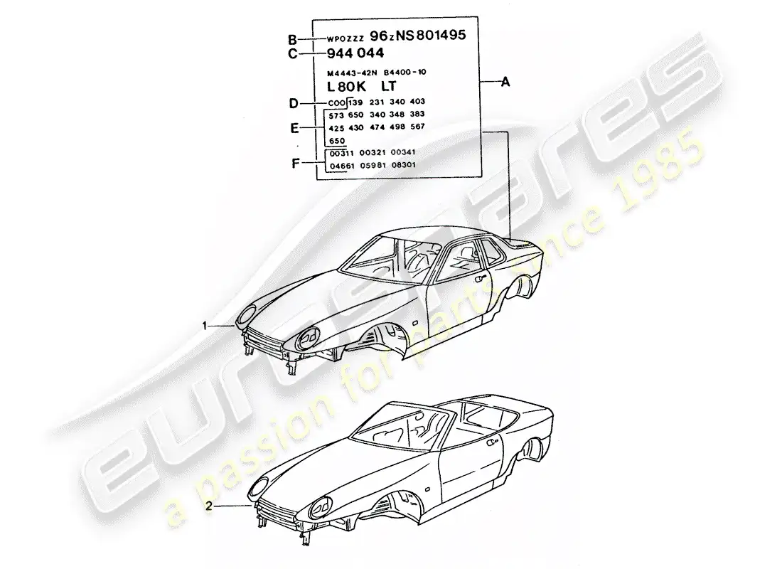 porsche 1994 (968) car body parts diagram