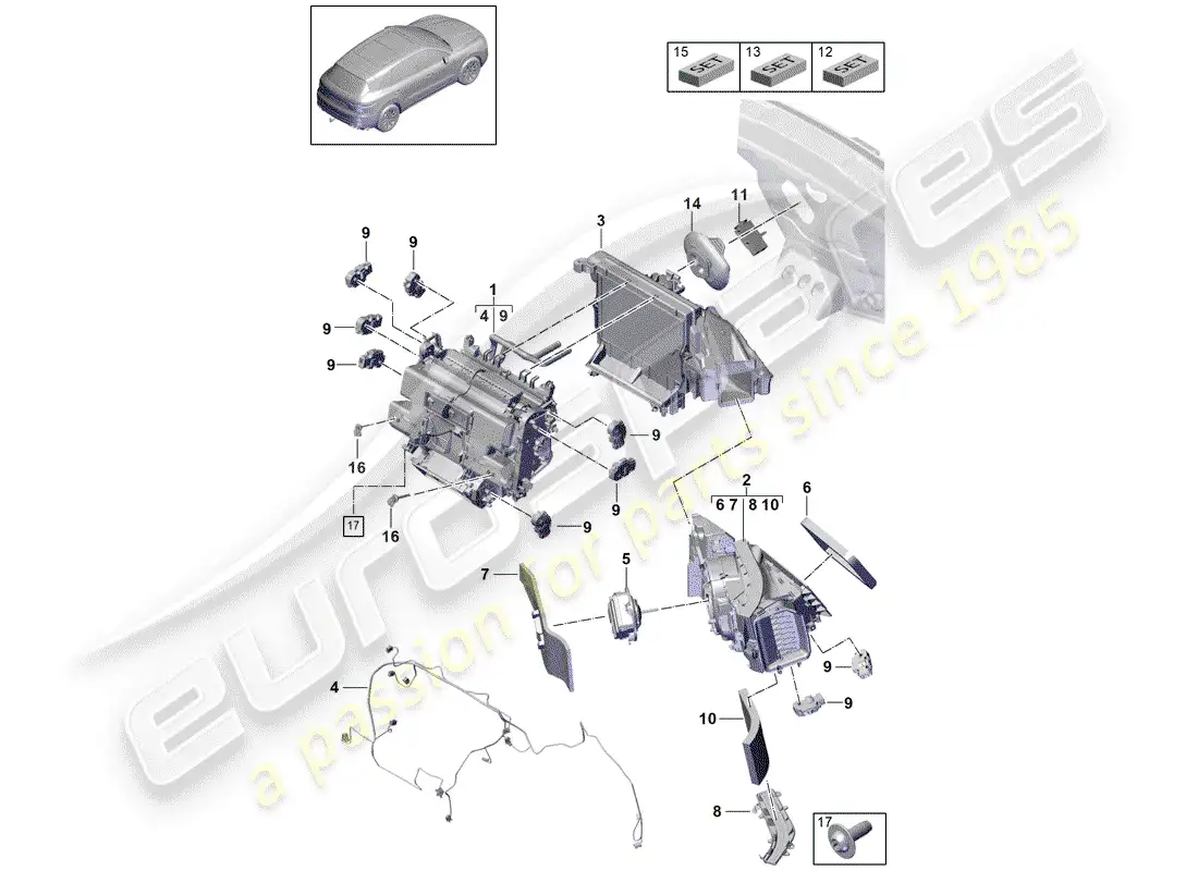 porsche 2020 (cayenne e3 9ya/9yb) air conditioner part diagram
