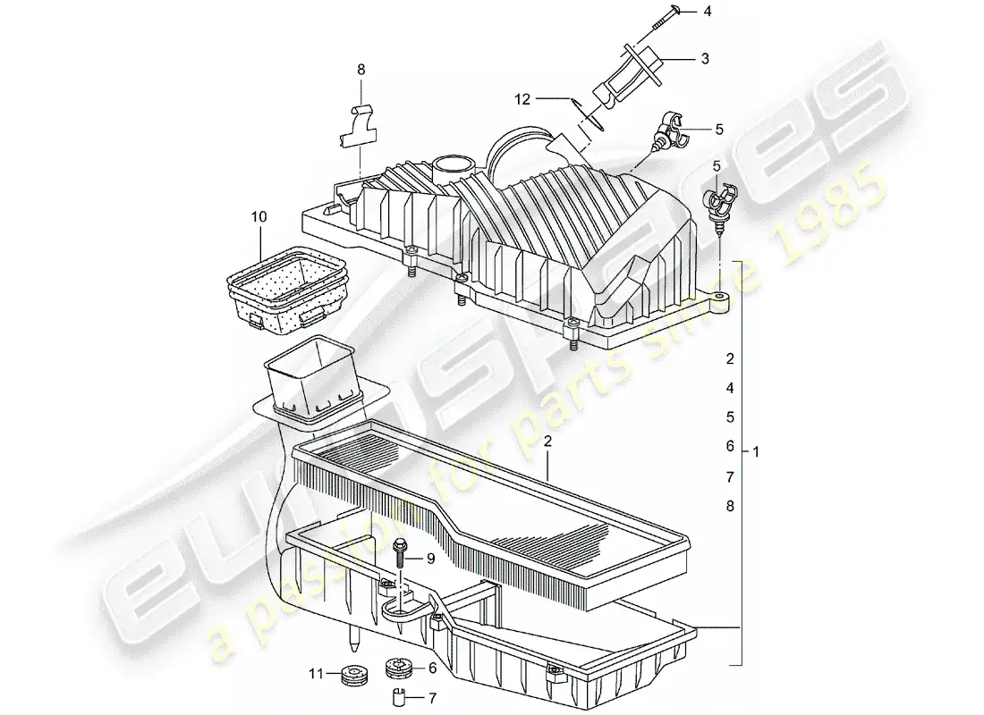 porsche 2001 (996) air cleaner parts diagram