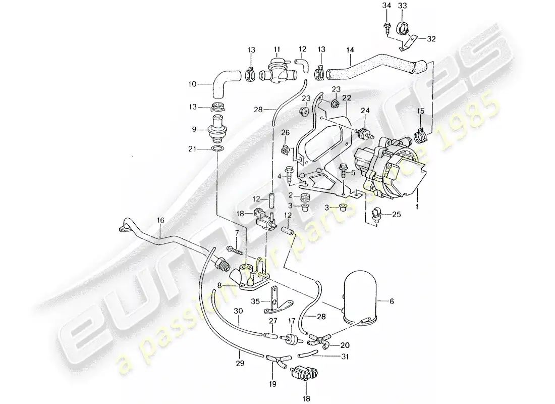 porsche 2001 (996) secondary air pump parts diagram