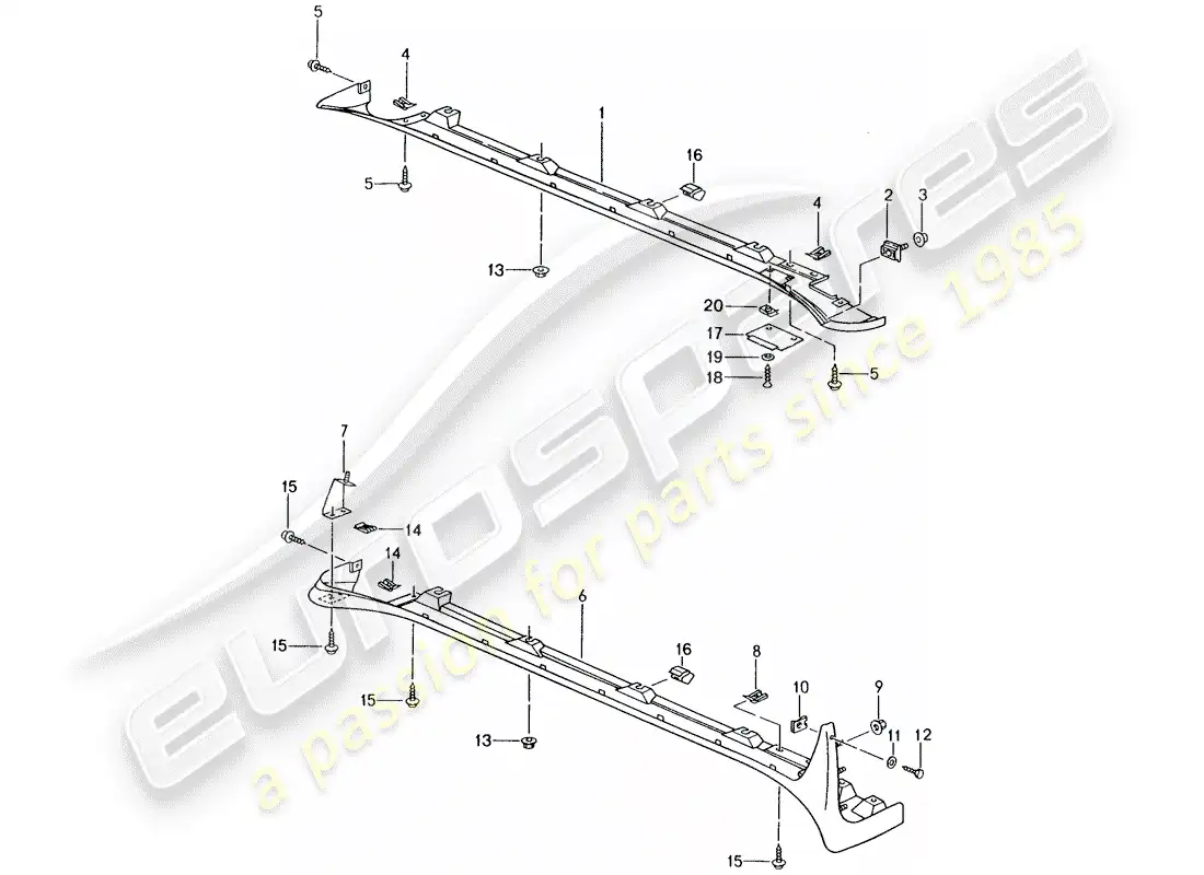 porsche 1994 (993) trim cover - sill parts diagram