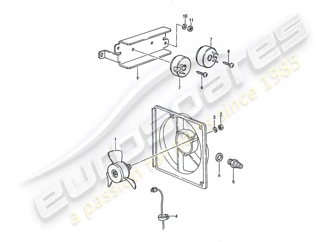 porsche 1993 (968) electric fan parts diagram