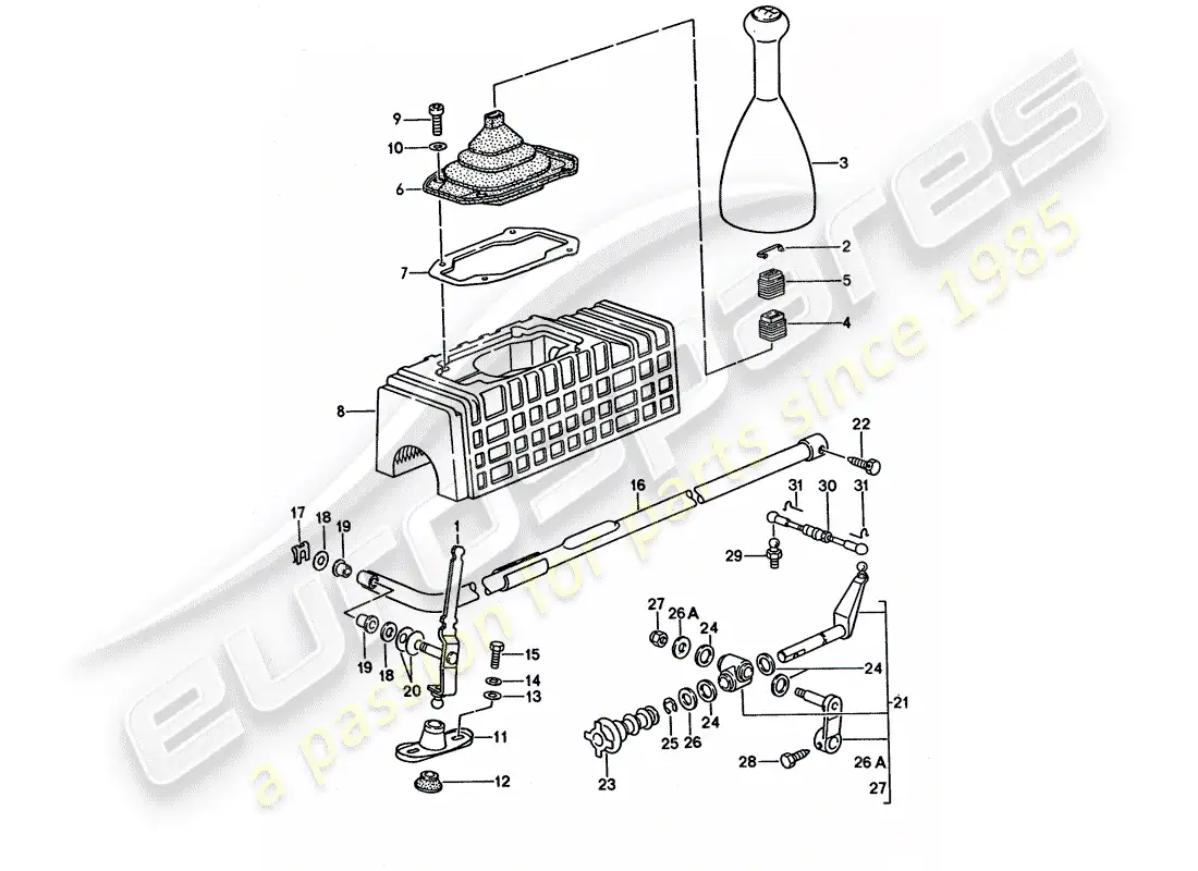 porsche 1995 (968) actuator - for - manual gearbox parts diagram