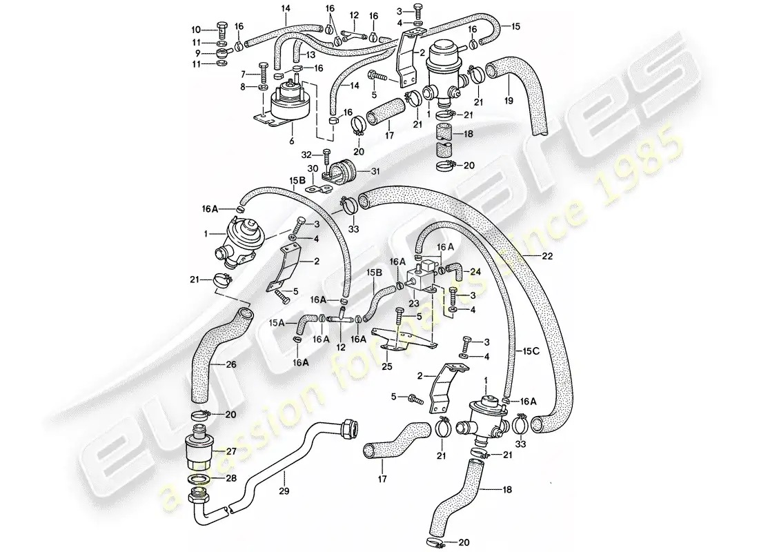 porsche 1985 (911) air injection parts diagram