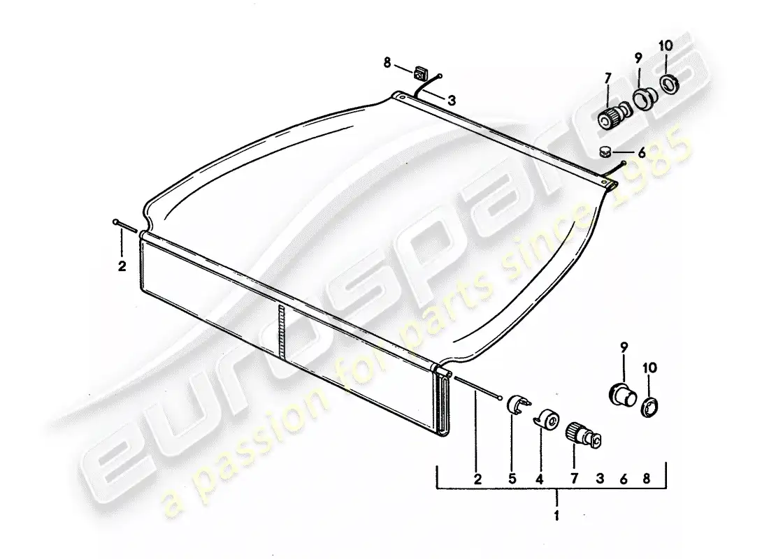 porsche 1994 (928) luggage compartment cover parts diagram