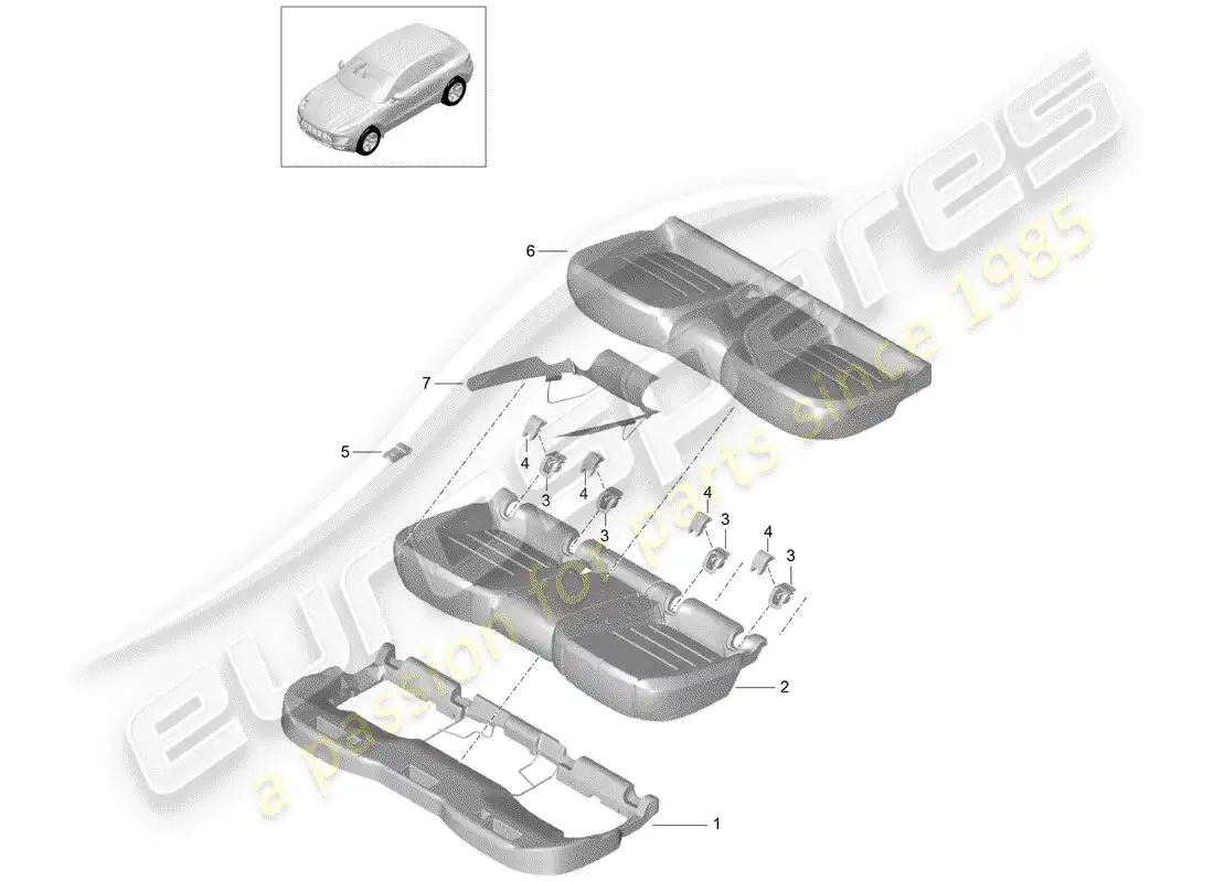 porsche 2018 (macan) foam part parts diagram
