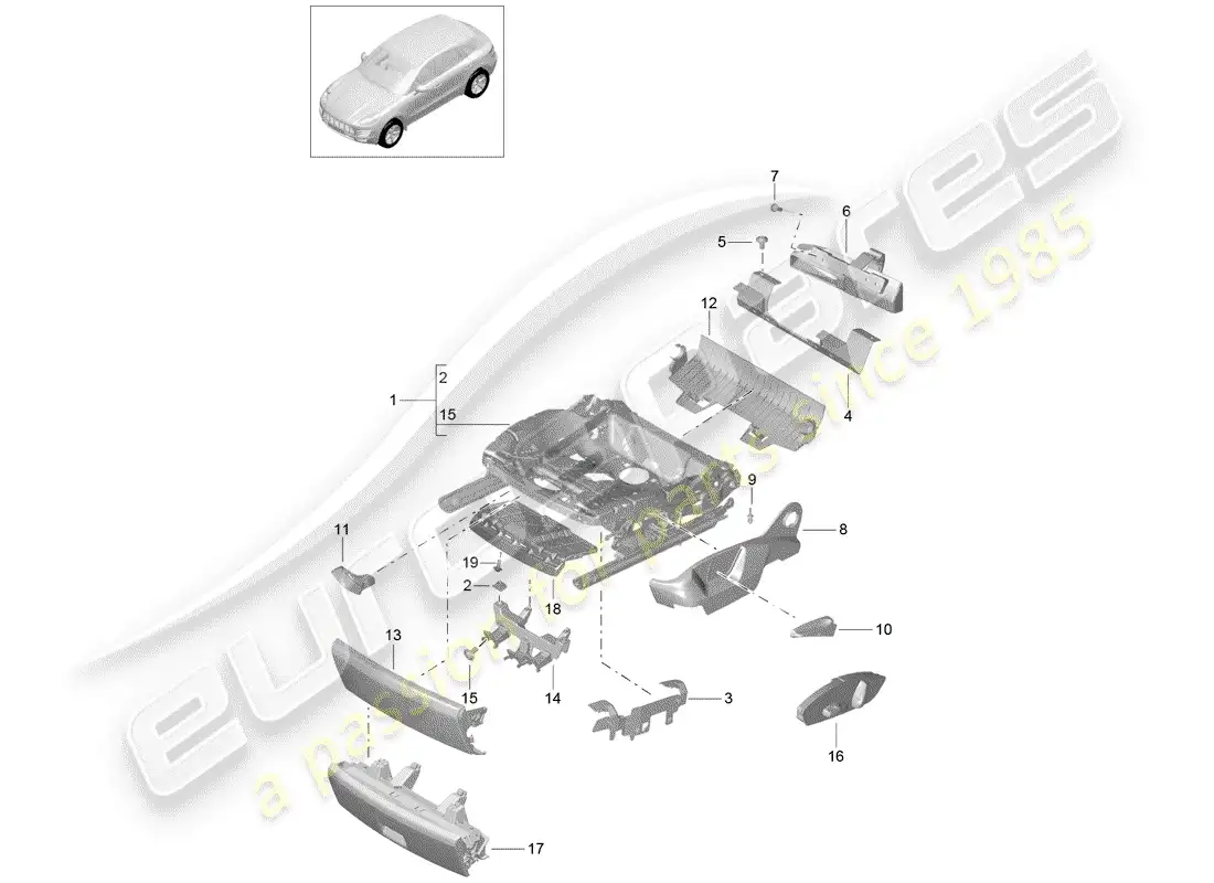 porsche 2016 (macan) seat frame parts diagram
