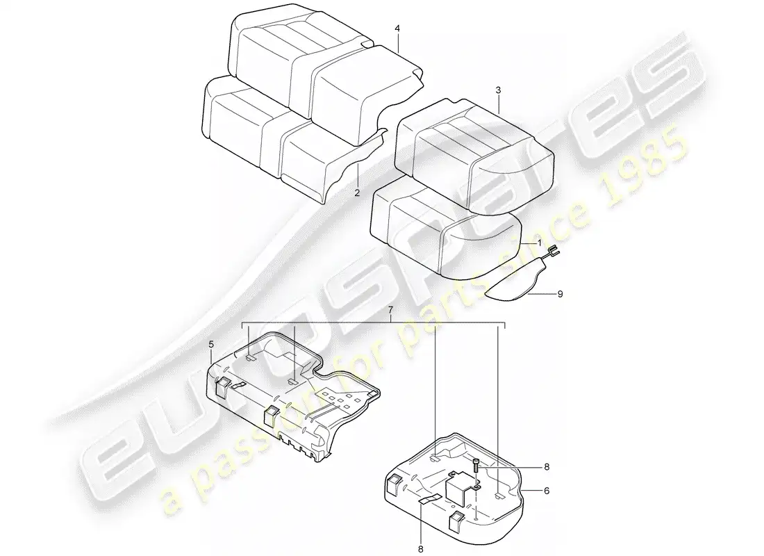 porsche 2010 (cayenne e1 9pa) foam part parts diagram