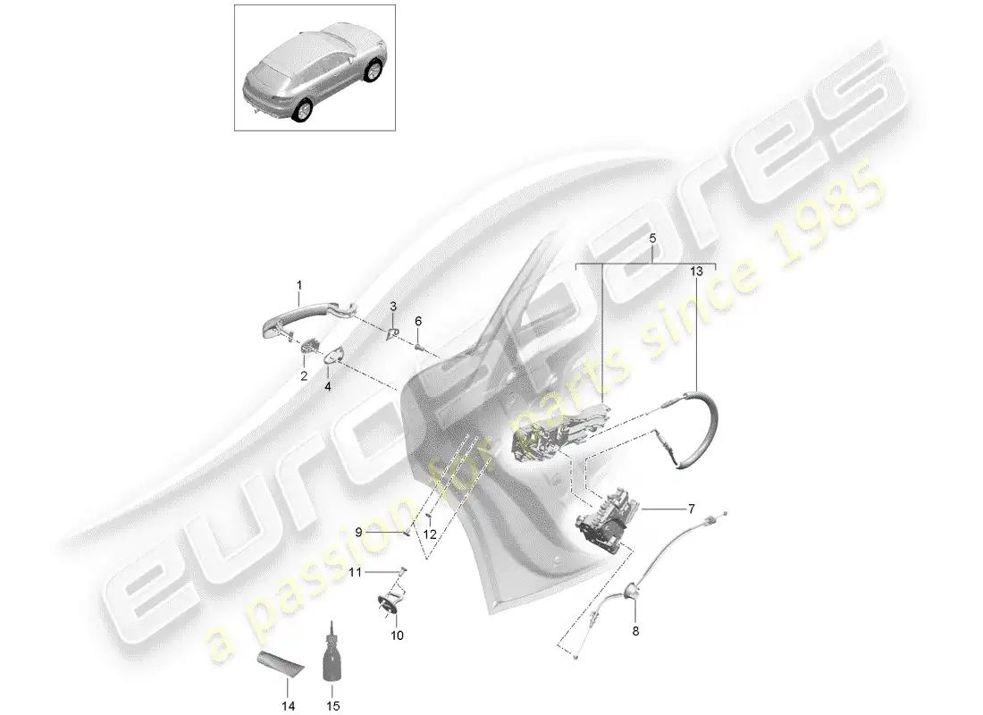 porsche 2018 (macan) door latches parts diagram