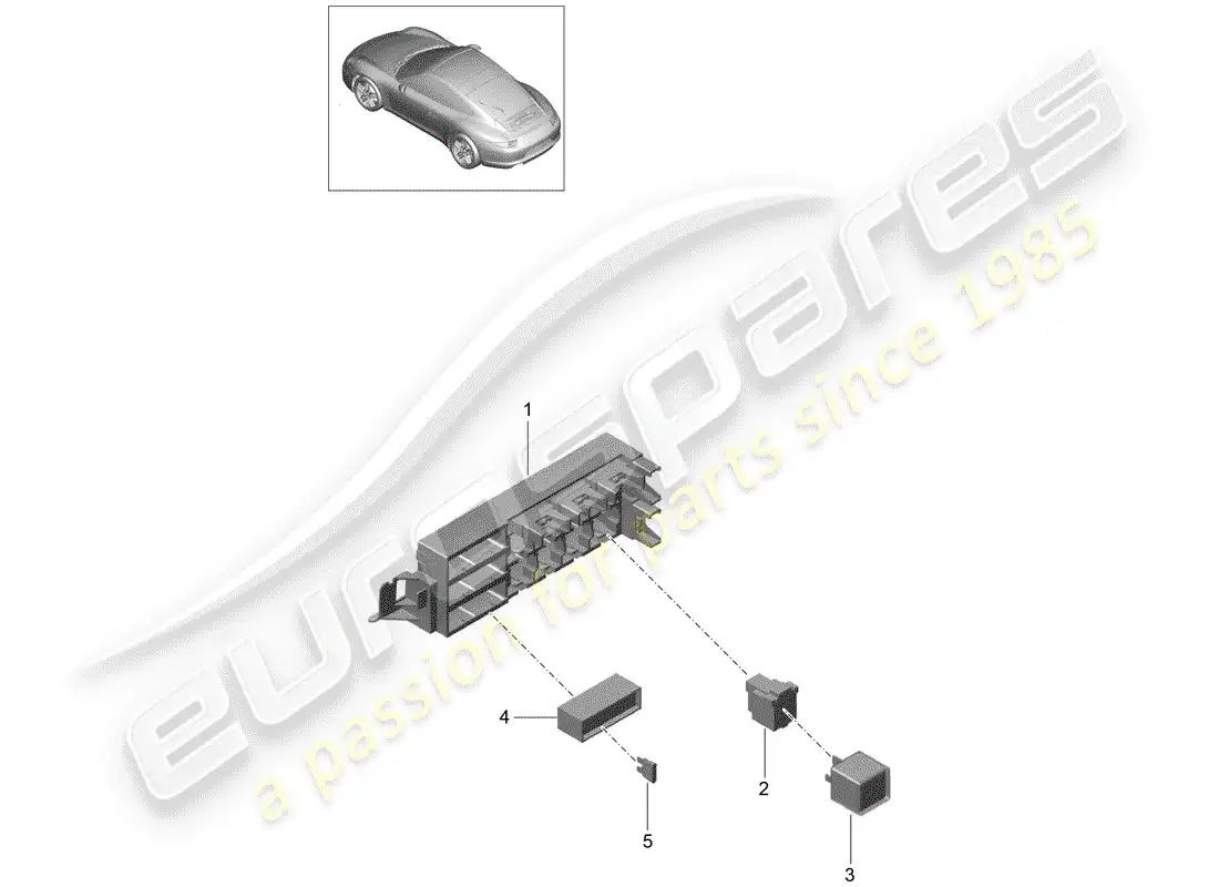 porsche 2013 (991-1) fuse box/relay plate parts diagram