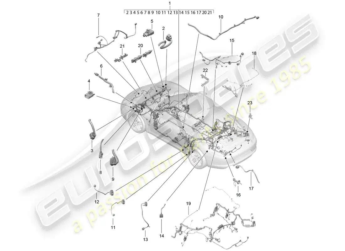 porsche 2013 (991-1) wiring harnesses parts diagram