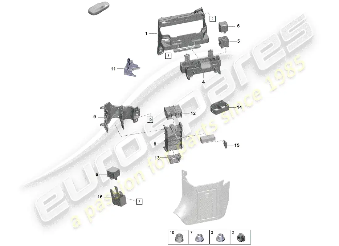 porsche 2020 (718 boxster spyder) fuse box/relay plate parts diagram