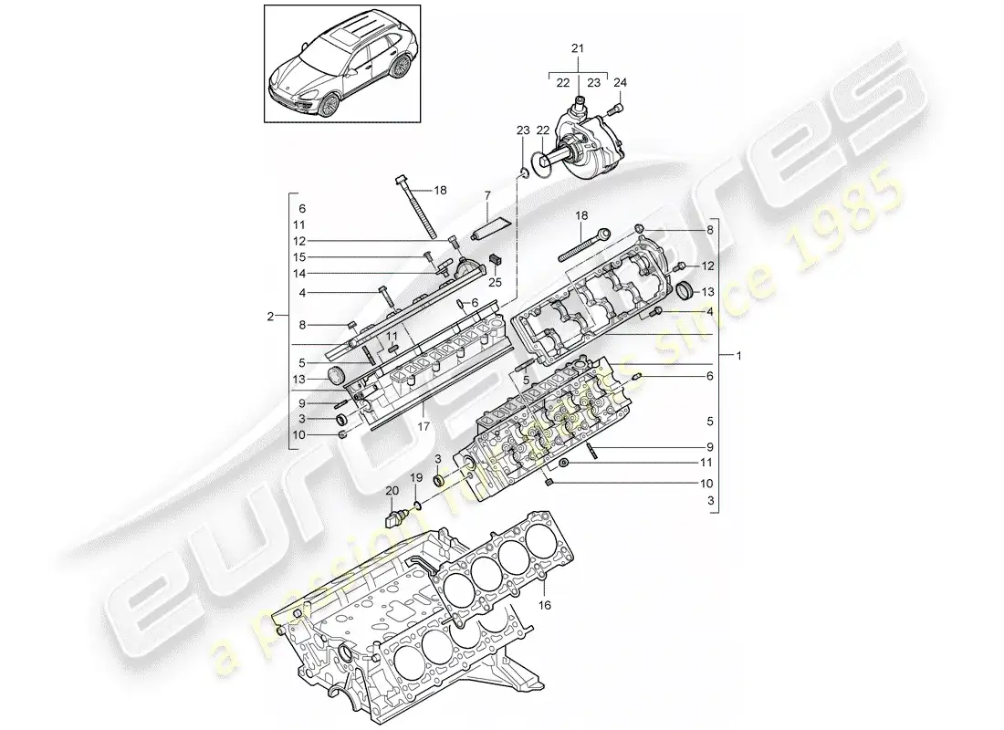 porsche 2013 (cayenne e2 92a) cylinder head parts diagram