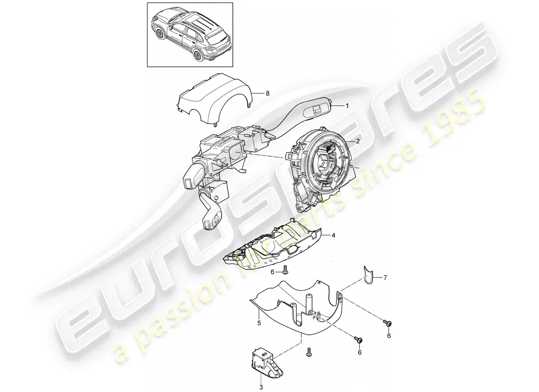 porsche 2013 (cayenne e2 92a) steering column switch parts diagram
