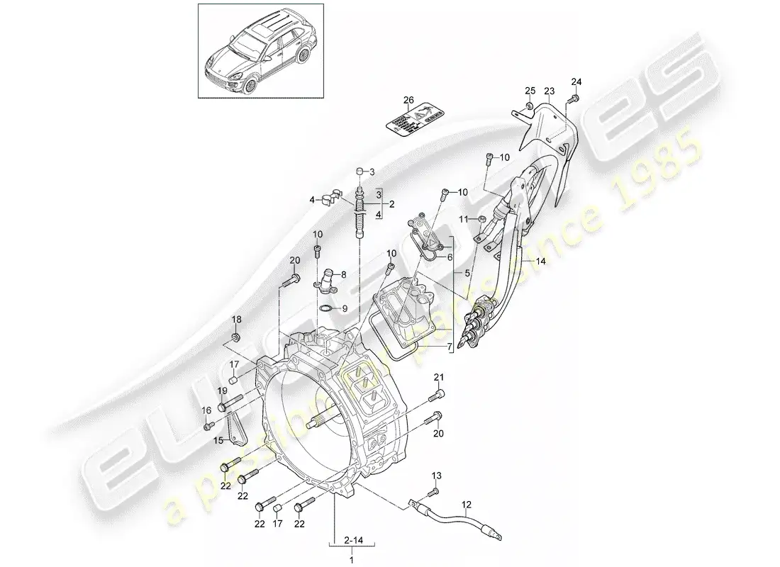 porsche 2014 (cayenne e2 92a) traction motor for elec. drive parts diagram