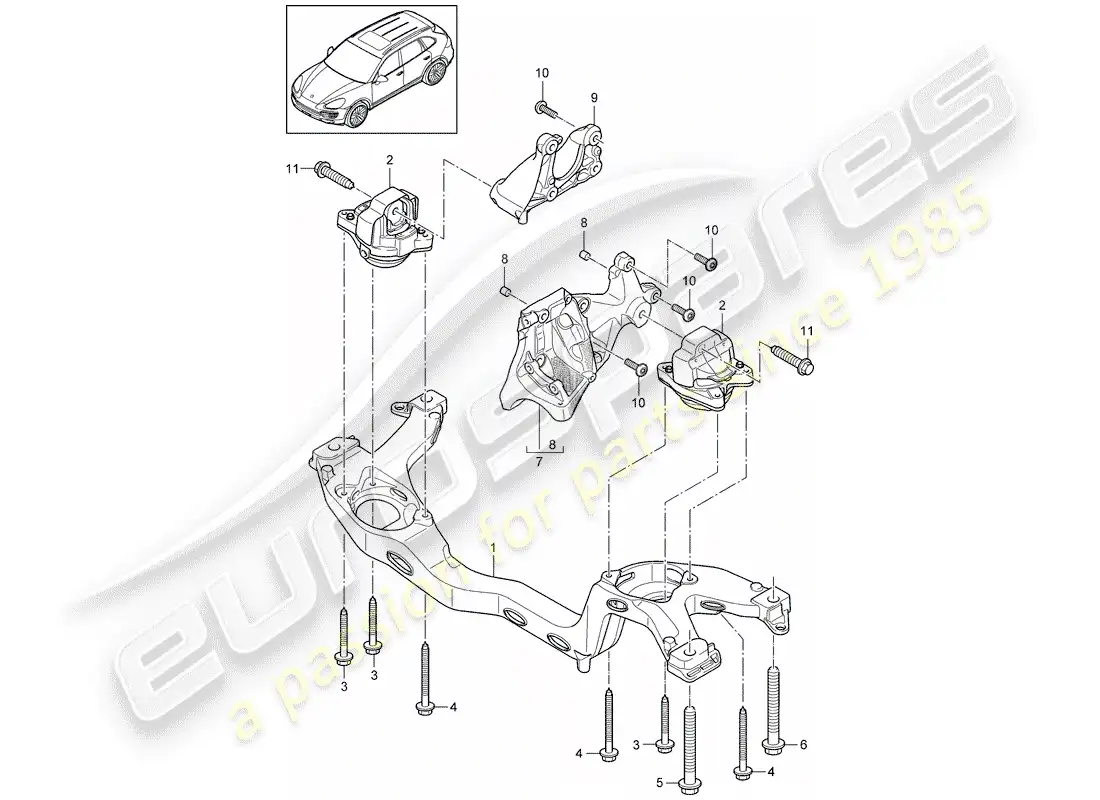 porsche 2014 (cayenne e2 92a) engine lifting tackle part diagram